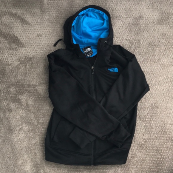 black and blue north face hoodie